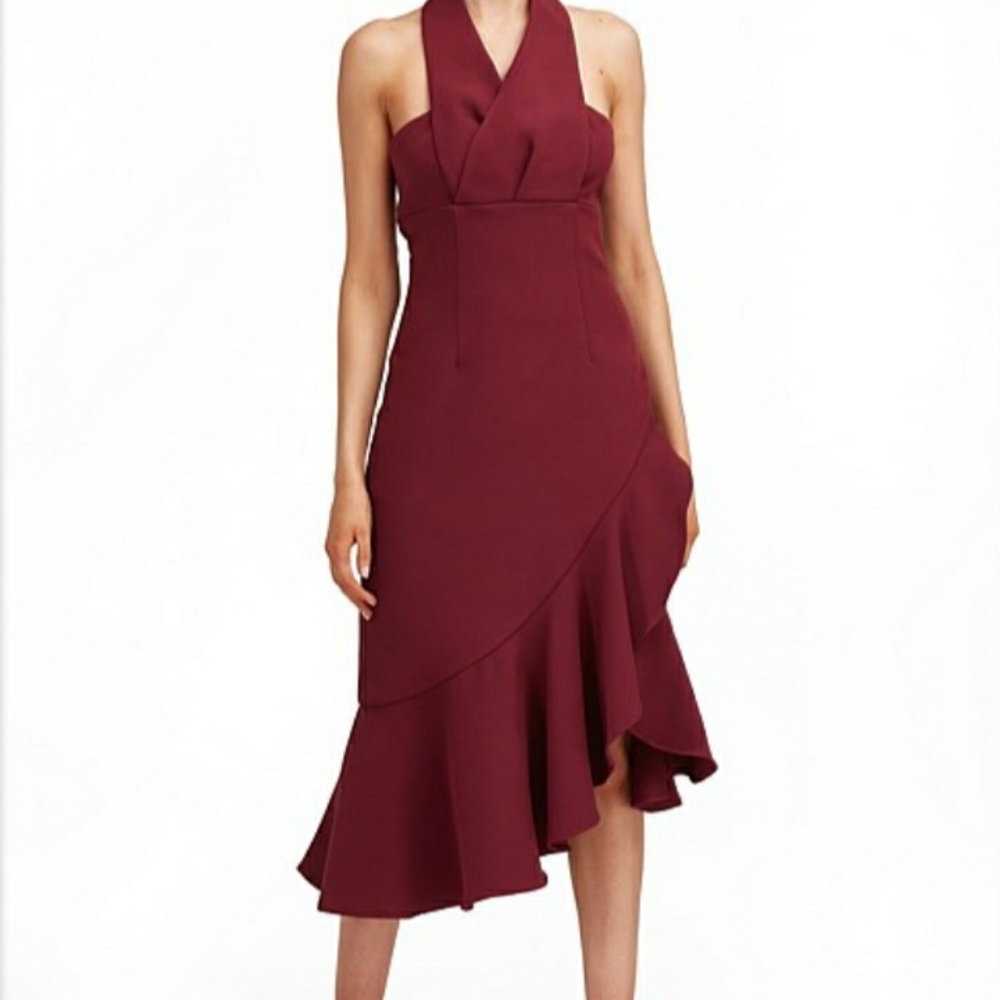 Burgundy Dress Sexy Backless Halter Style sz 4